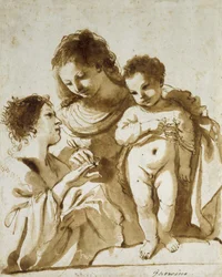 The Mystic Marriage of St Catherine, 1618 - 1619 (penna och brunt bläck med brunt sköljande indikationer i svart krita på vitt papper)